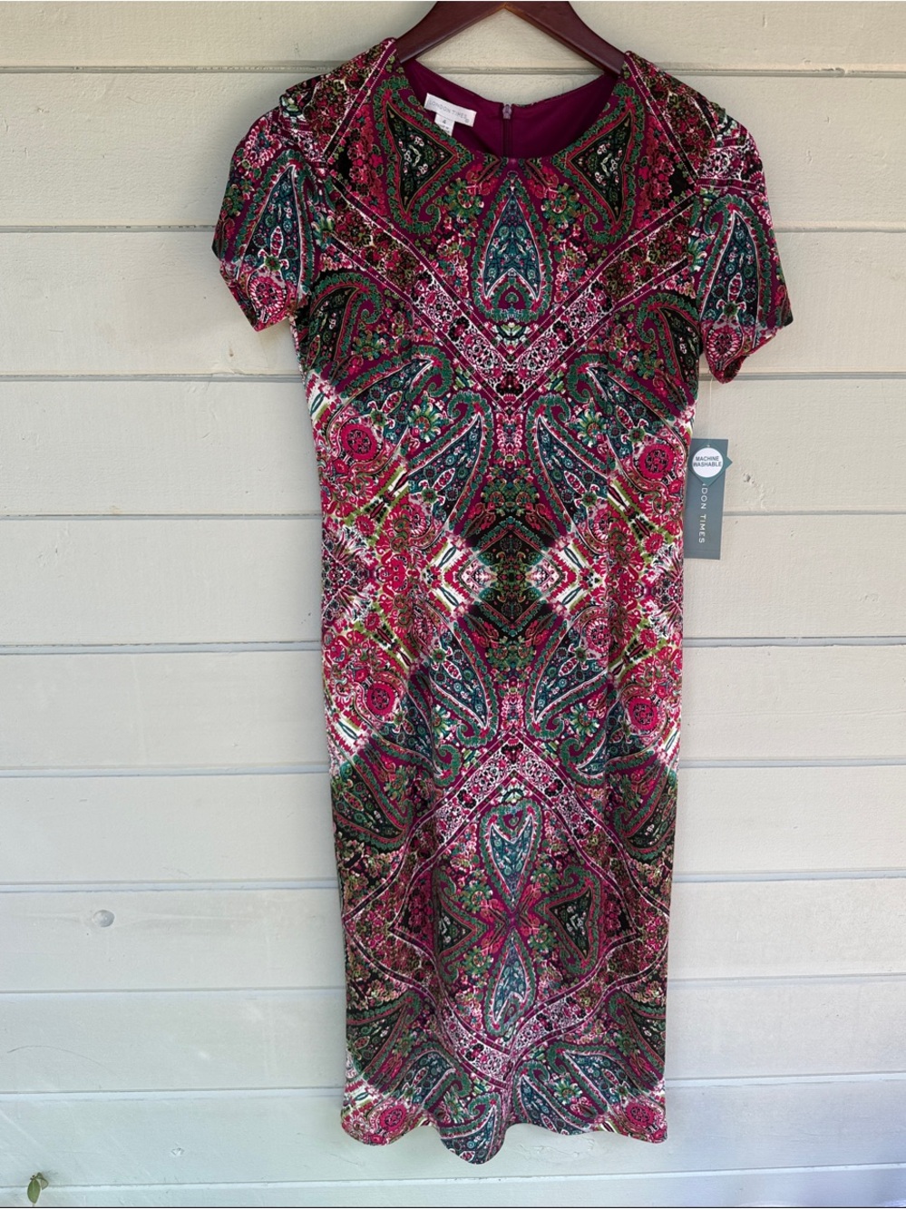 London Times Multicolor Paisley Midi Dress in Pink and Teal NWT
